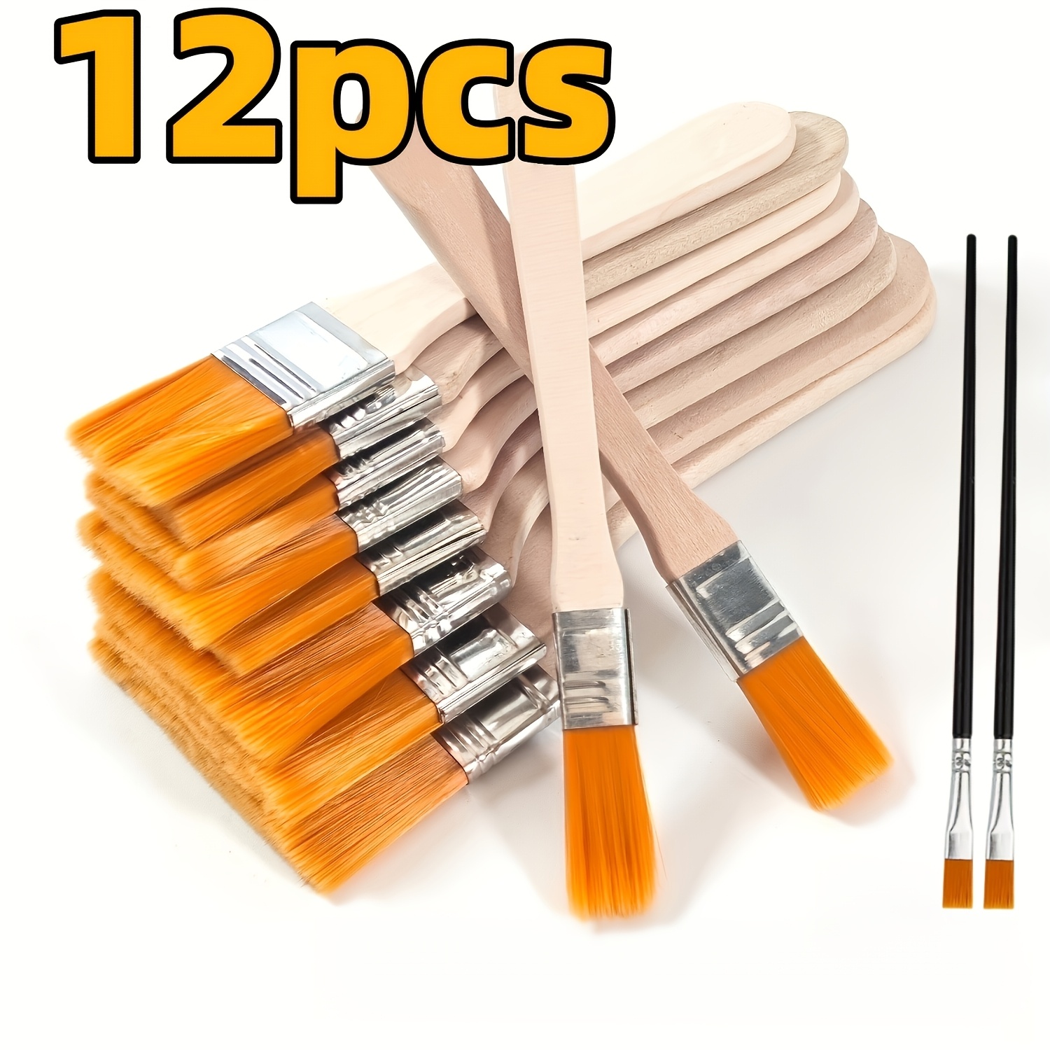 TEMU Set da 12 pennelli professionali in nylon con setole sintetiche scanalate e in legno compatibile con - Adatti per pittura a olio, acrilica, per