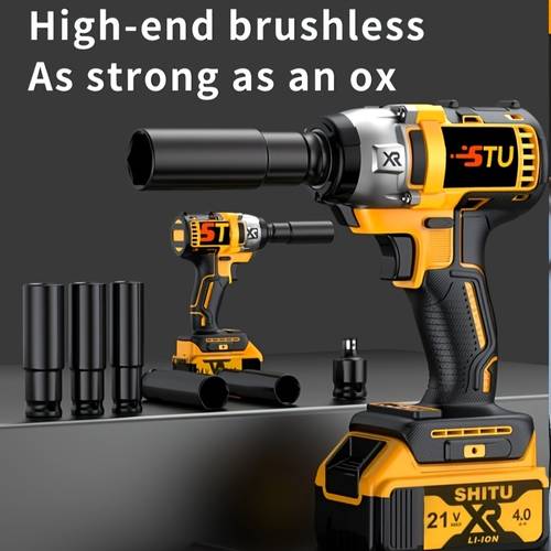 21v cordless impact wrench wireless drill kit brushless electric impact gun drill impact wrench drill with 4000mah battery toolbox charger socket and complete accessories suitable for mens gifts in cars and families