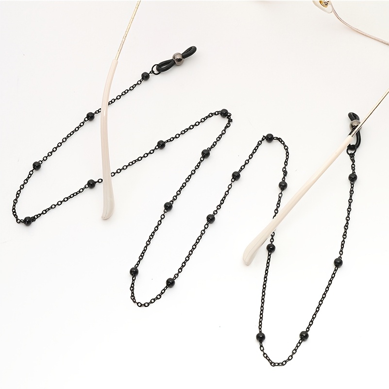 Fashion Women Black Metal Glasses Chain Additions With Bead