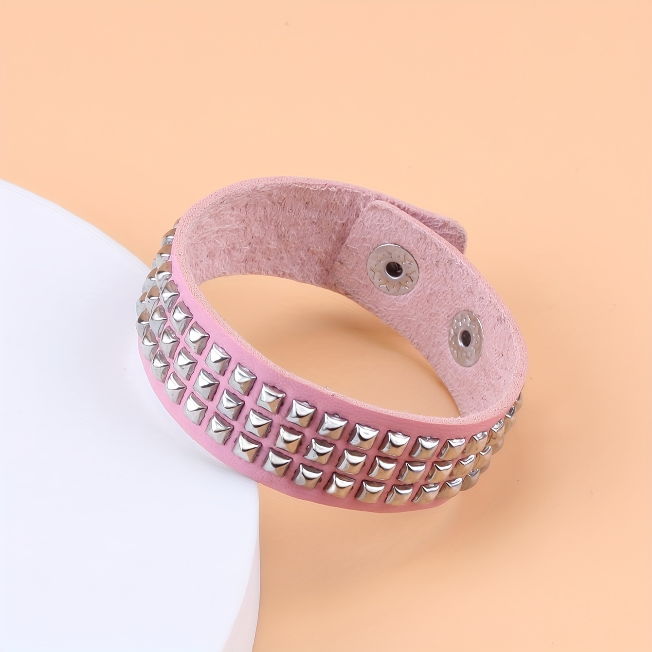 Square Stud Bracelet PU Leather Unisex Wristband
