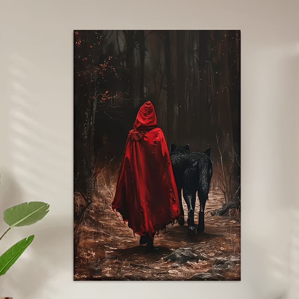 TEMU 1pcs, Canvas Painting--unframed, Black Wolf And , , Wall Decoration, Bedroom, Living Room, Office, Cafe, Bar, Dormitory, Corridor Art Posters,