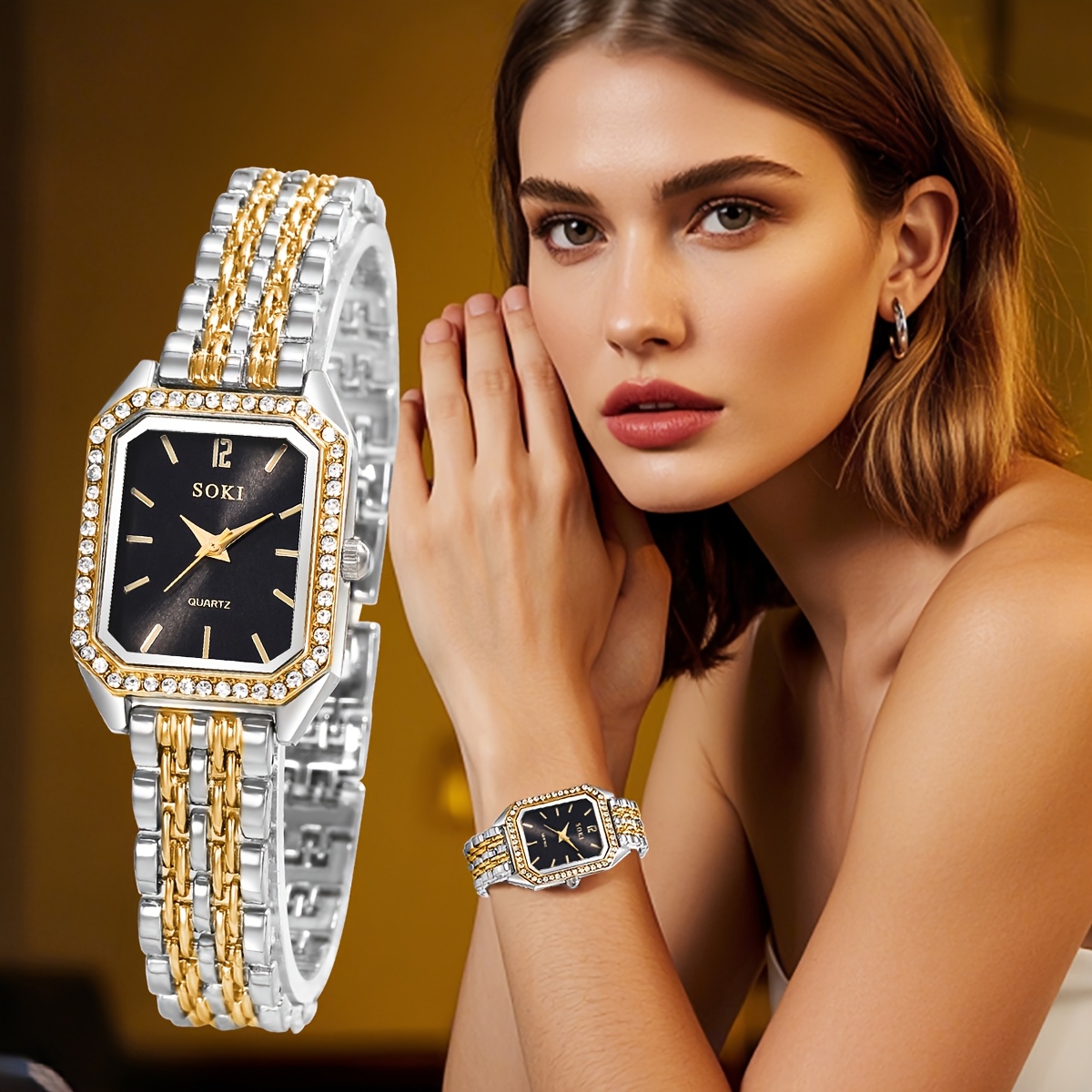 Montre Analogique Montre CarrÃ©e Femme Acier Montre Pour Femme