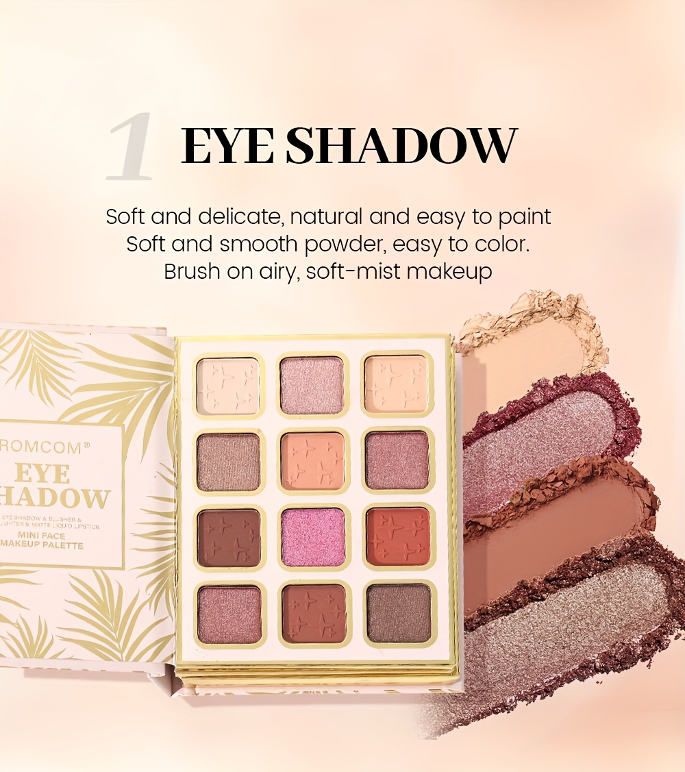 Makeup Book with Eyeshadow, Blush, Lip Gloss, and Highlighter,  Recipes, Portable, Perfect Starter Kit for Beginners, Ideal Gift for Christmas and Valentine's Day