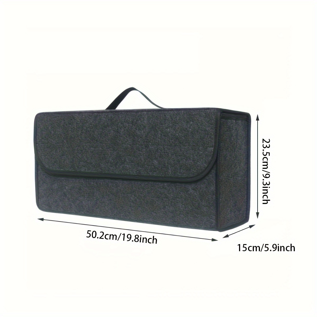 1pc High-quality Canvas Car Trunk Organizer - Portable Foldable Felt Cloth Auto Storage Box For Interior Tidying And Organization