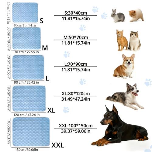 pet cooling mat ultra soft sweat absorbent surface instant cooling for keep your pet cool suitable for small medium and large cats and dogs 5 sizes use durable and portable fits pets