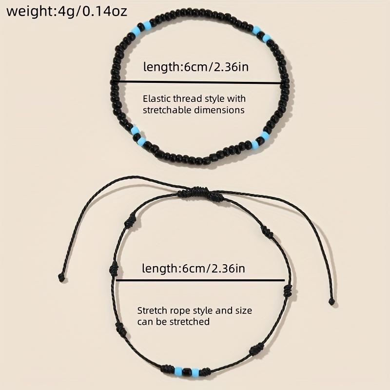 Boho 2-Piece Glass Bead Anklet Set for Women