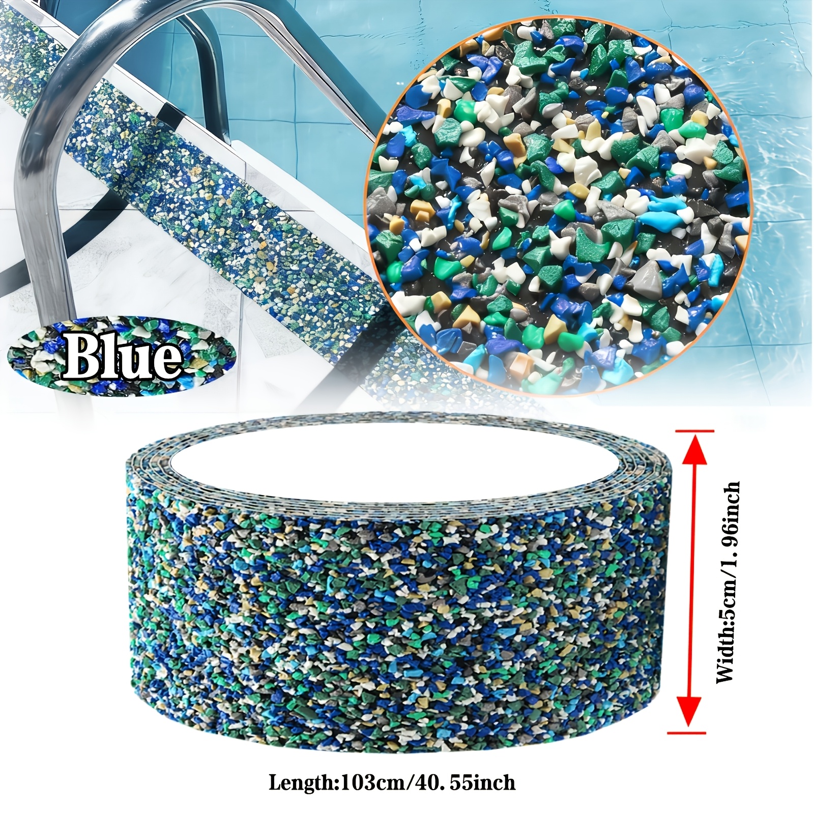 TEMU 1 Roll Of 1.97×40.55-inch Anti-slip Tape, Blue/red, Suitable For Various Indoor And Outdoor Uses. This High-strength Anti-slip Tape Is Designed