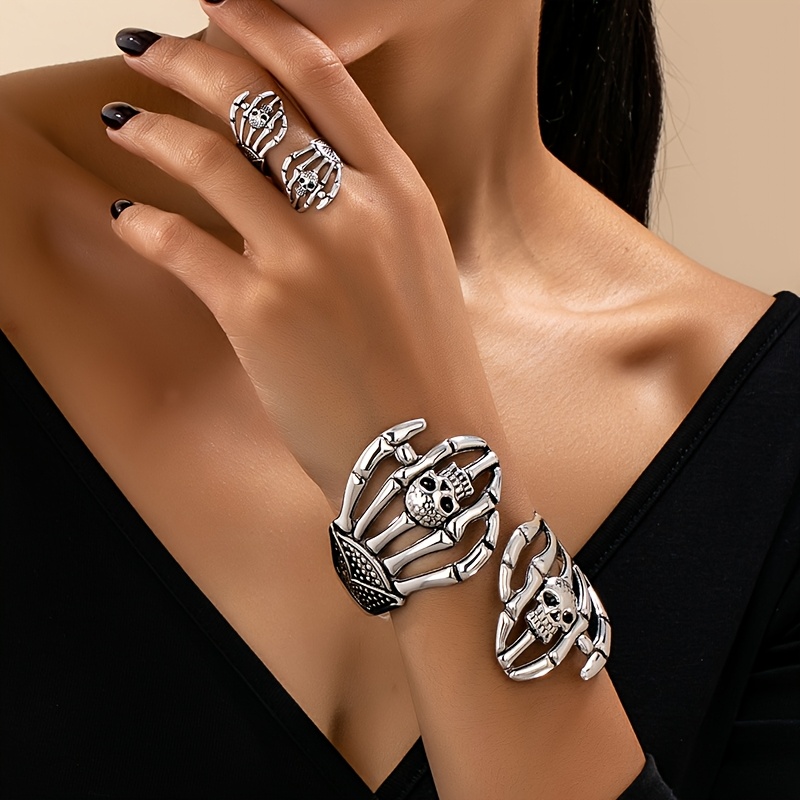 TEMU Ensemble de 2 pièces : Bracelet et bague tendance avec main et , pour et les fêtes des femmes