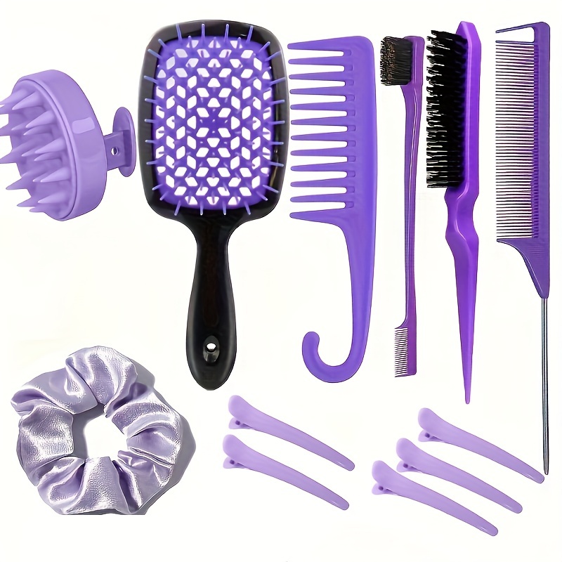 

12pcs/set Hair Styling Accessories Kit, Including Brush, Comb, Clip, Scalp Massager And More, Suitable For Home And Travel