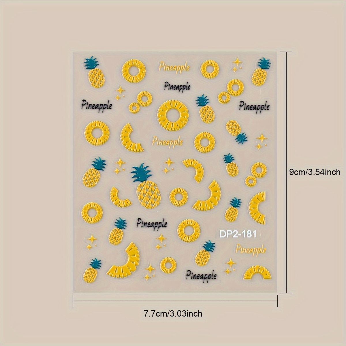 Image of 1pc Of Pineapple-themed Nail Art Stickers With A 5d For Summer Nail Decoration And
