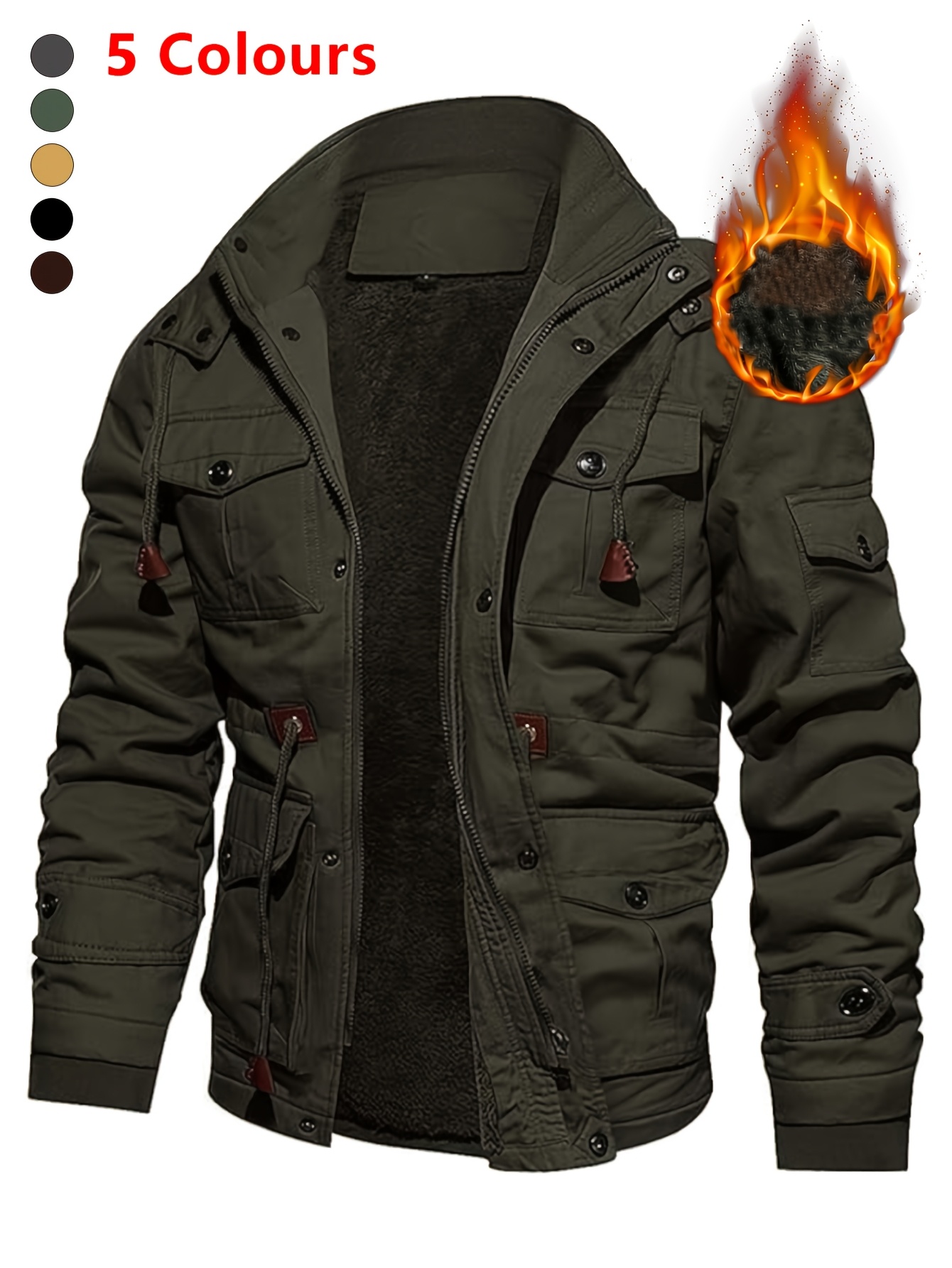 Men's Thickened Mid-Length Jacket with Hood for Winter