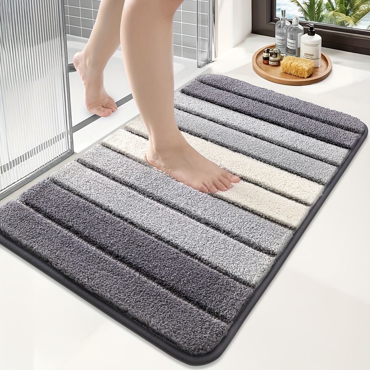 E-shop Badezimmerteppich, Badezimmermatte, extra weicher, saugfähiger Premium-Badezimmerteppich, rutschfeste, bequeme Badematte, Teppich für Wanne,