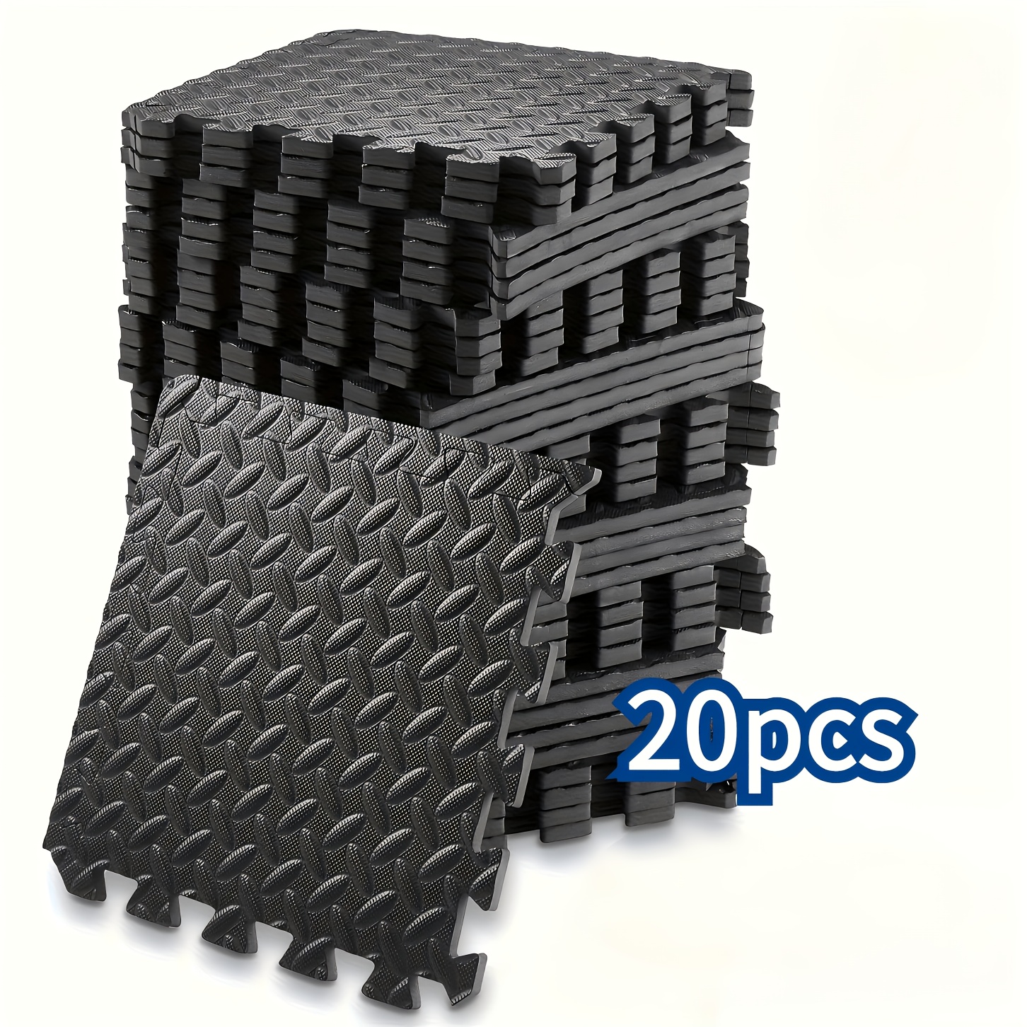 TEMU 20pcs High-density Eva Foam Mats - Non-slip Interlocking Fitness Floor Tiles For Home Gym, Yoga, Pilates - Edge-locked Design, Shock-absorbing