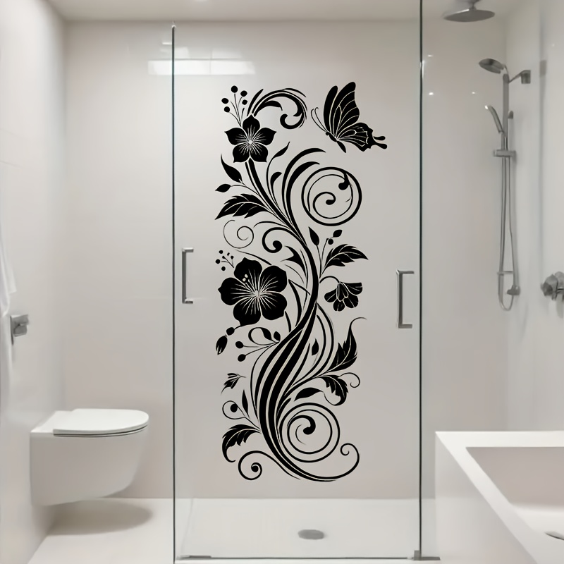Glasdekor Fensterfolie Aufkleber Sichtschutz Badezimmer WC Bad Dusche Retro