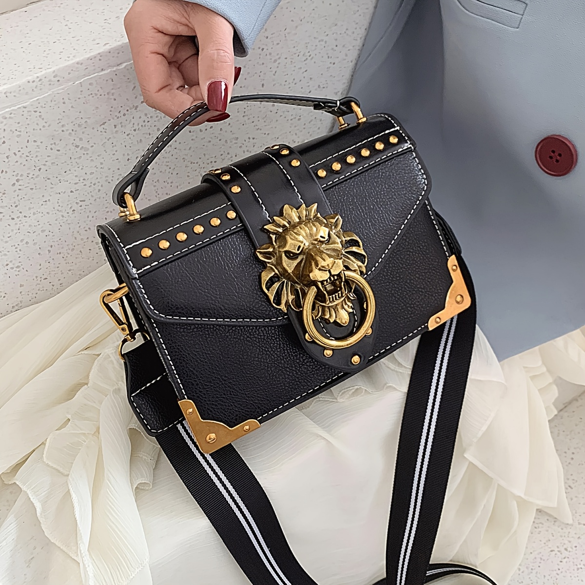 Decor Square Crossbody Bag, Textured Bag Purse, Versatile Fashion Shoulder Bag