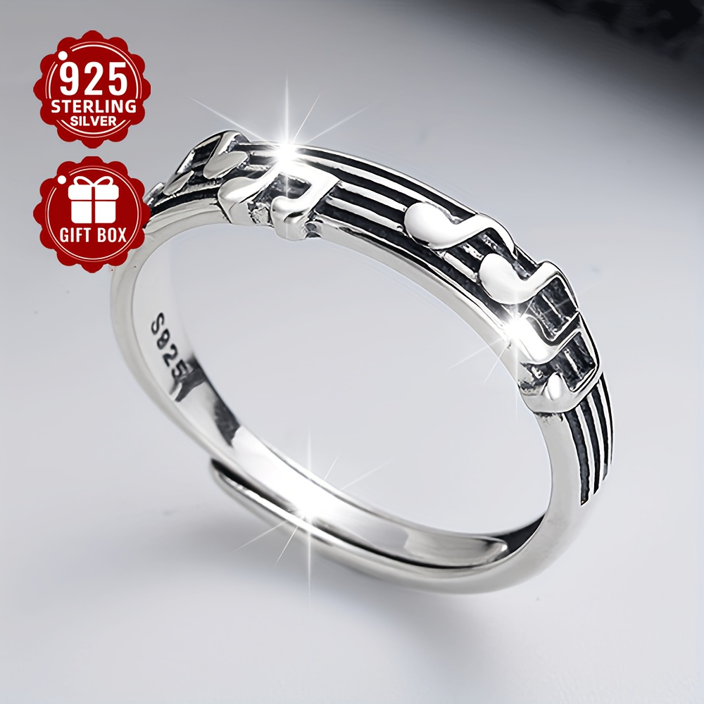 

1pc S925 Pure Silvery Music Note Five- Ring Simple And Design Ring Suitable For And Play Weight About 2.21g