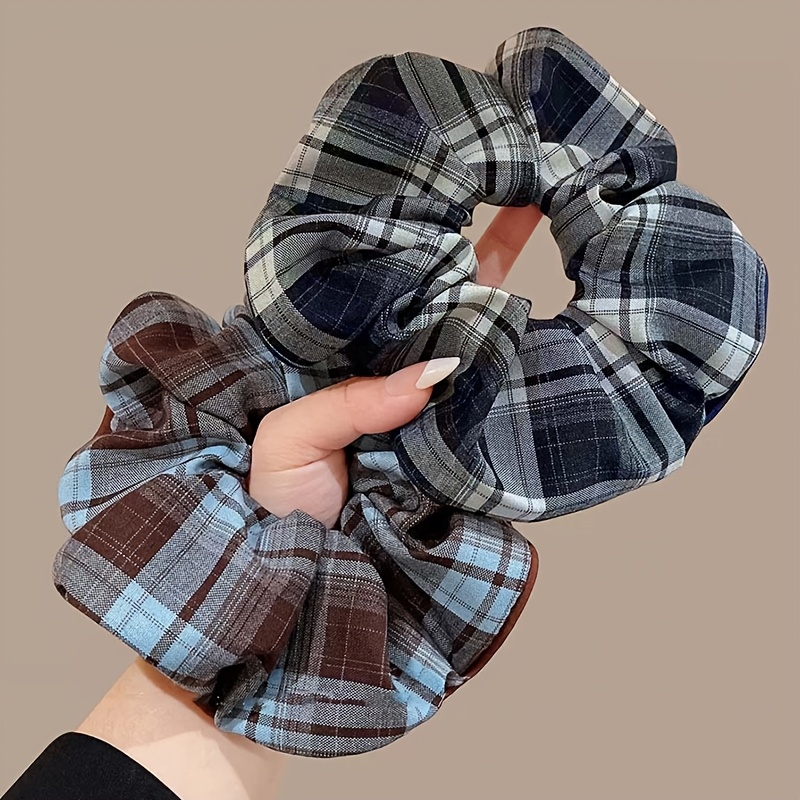 TEMU 2pcs Korean Style Preppy Vintage Dark- Scrunchies Women's Autumn Hair Ties Fashion Versatile Headband Hair Rope Hair Accessory