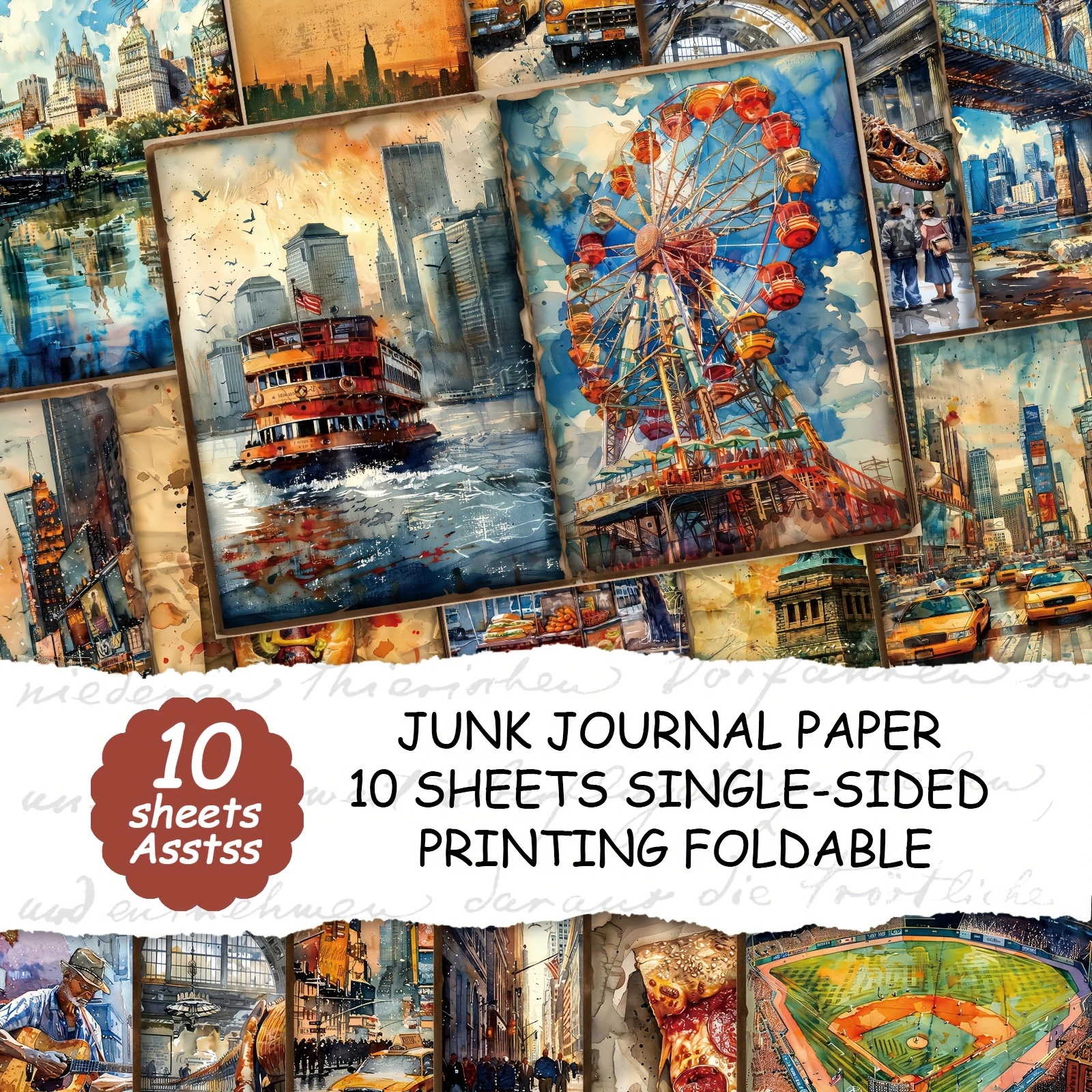 TEMU 10 Sheets Of A4 Paper Cover, Waste Paper Diary Paper, Handmade Waste Paper Diary & Decorative Craft Paper, Craft Supplies Waste Paper Book