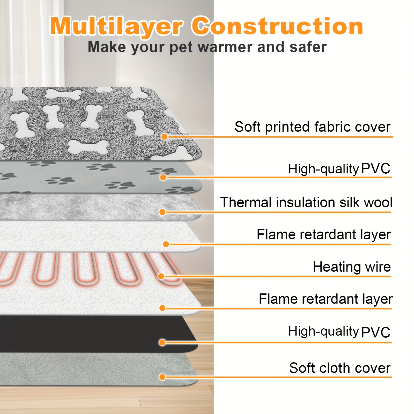 pet heating pad with smart thermostatic   24h timer wire reinforced pet crate cozy bed for   cat beds for indoor cats heated dog crate bed promotes   and recovery whelping box supplies us plug heated pet mat Product details 1