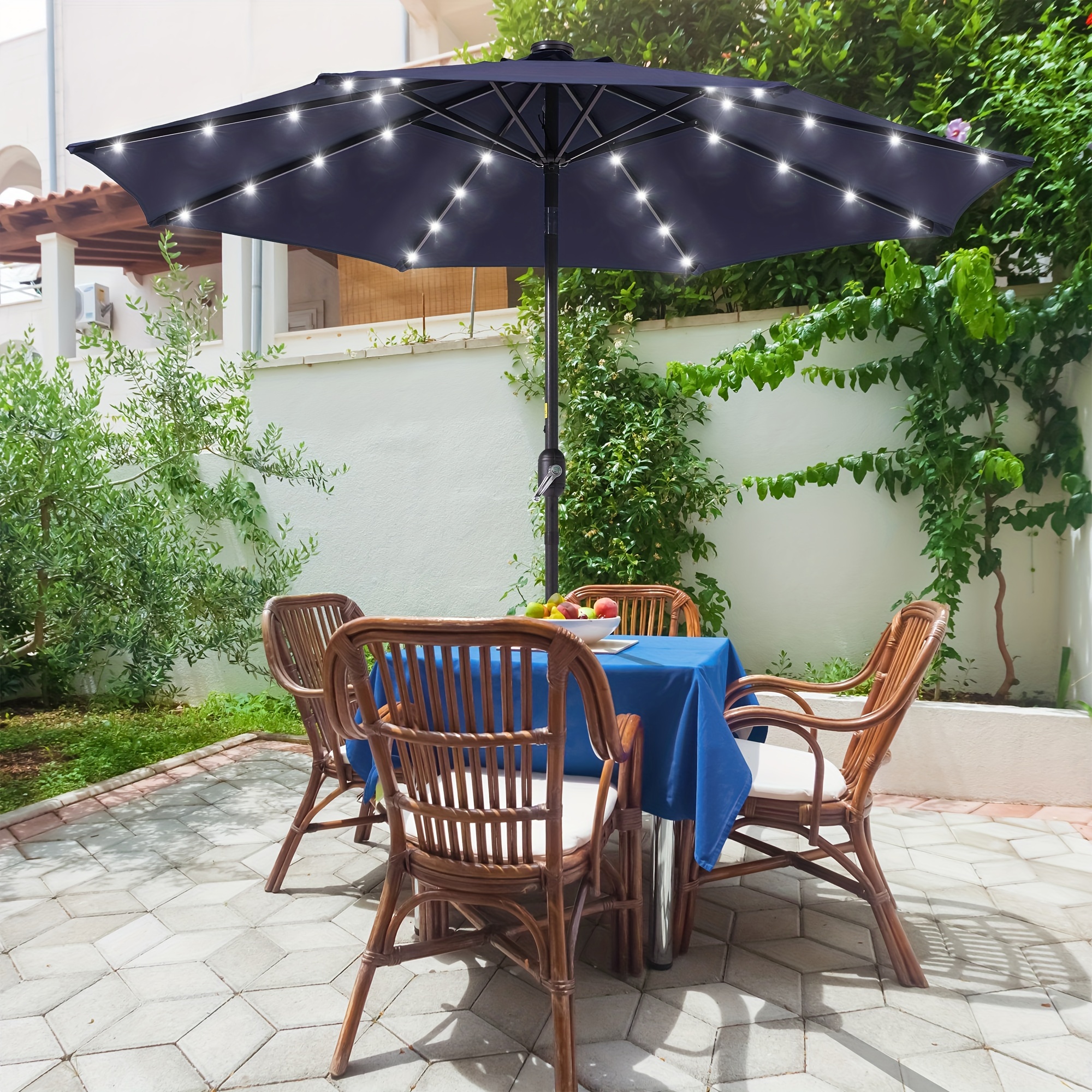 

9ft Led Solution-dyed Fabric Patio Umbrella