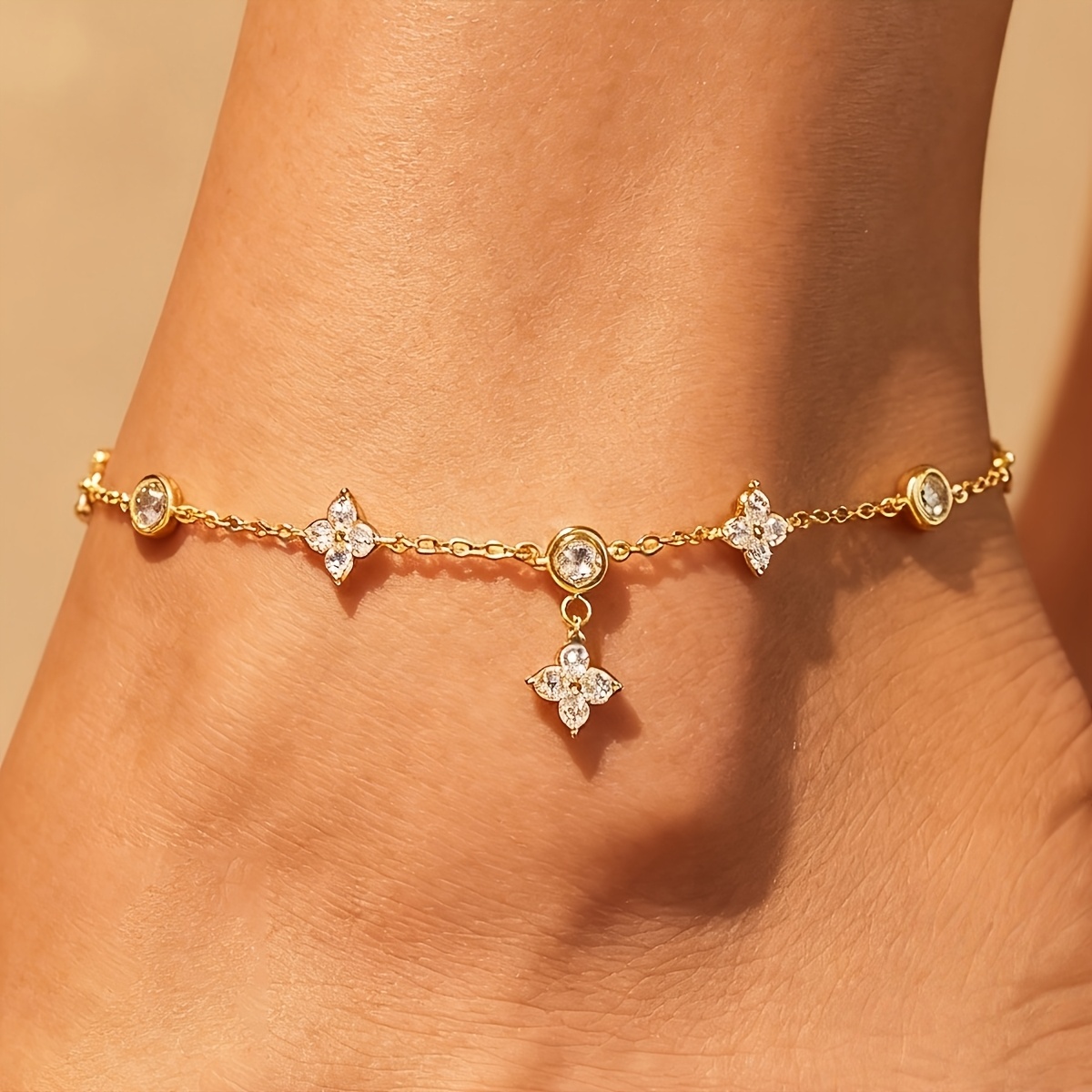 Image of 1pc Of Exquisite Copper Pendant Anklet For Women, Suitable For Beach Daily Wear, A For Women