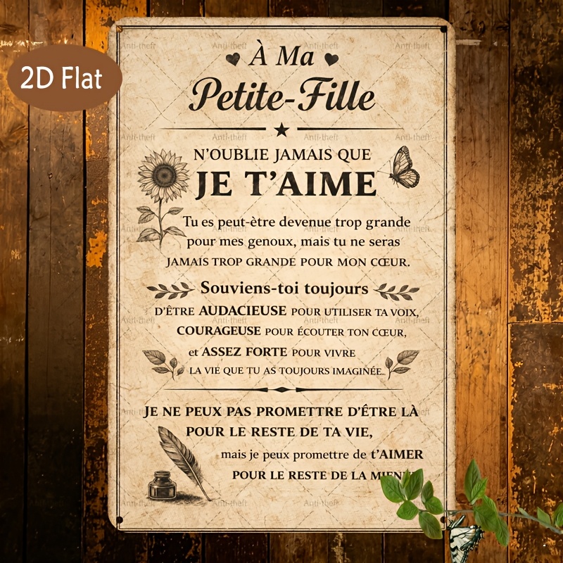 TEMU 1pc, Plaque Métallique Vintage avec Citations , "À -Fille" Plaque Métallique Amusante pour Garçonnière, Chambre, Salle de Bain, Bar, Cuisine,