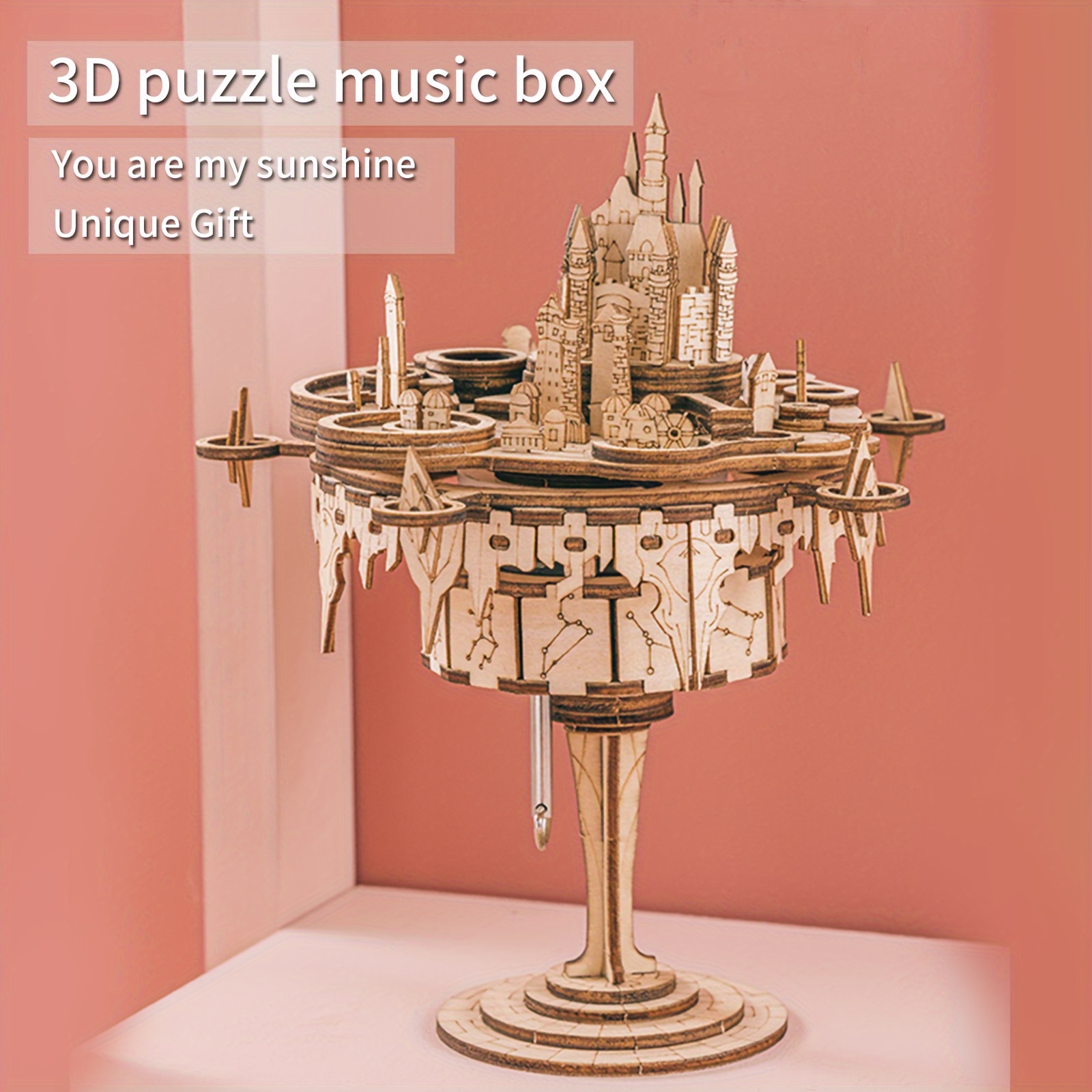 

3d Wooden Puzzles Music Box Kits You Are My Sunshine Castle Building Model Diy Crafts Birthday Gift For Girls Or Women