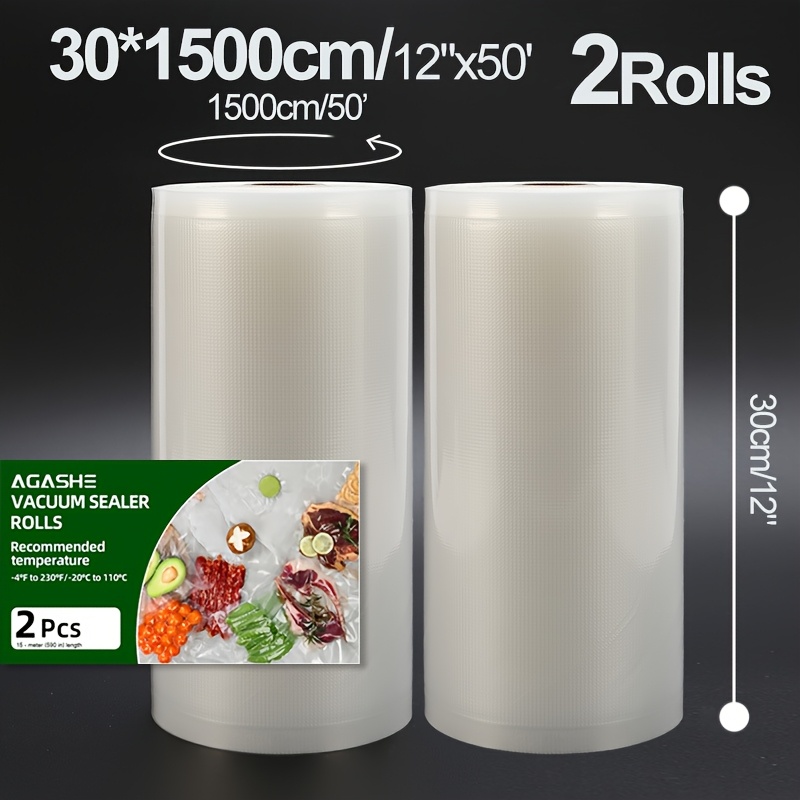 2-pack 15m Vacuum-textured Bags, 4 Sizes! Essential For Home Food Storage, Prolonging Freshness, Organizing Fridges, And Halting Cross-odor. Great For Vacuum-packing Collectibles To Oxidation