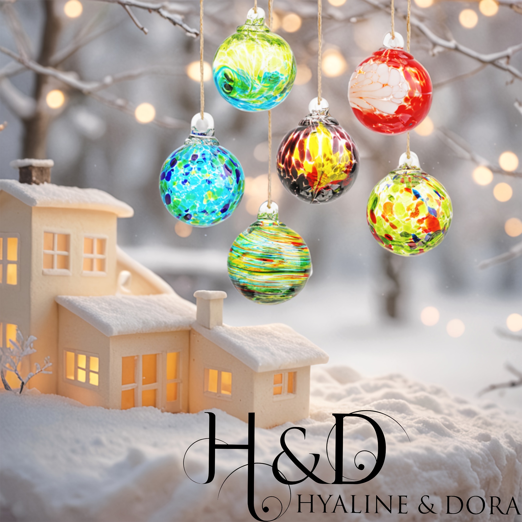 

H&d & 6pcs Hand-blown Glass Ornaments Balls Glass Christmas Ball Ornaments Hanging Balls Glass Balls Gazing Balls For Home Window Outdoor Garden Patio Decor