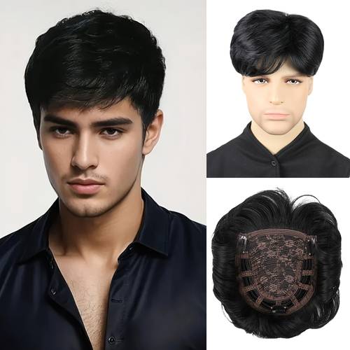 short hair topper looking straight hairpiece to cover white hair loss toppers hair pieces for men or women with thinning hairpiece