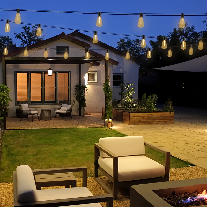50-200 ft LED Outdoor String Lights with Shatterproof ST38 Edison Bulbs, E12 Socket, Black Wire, 2700K Dimmable Hanging Lights for Party and