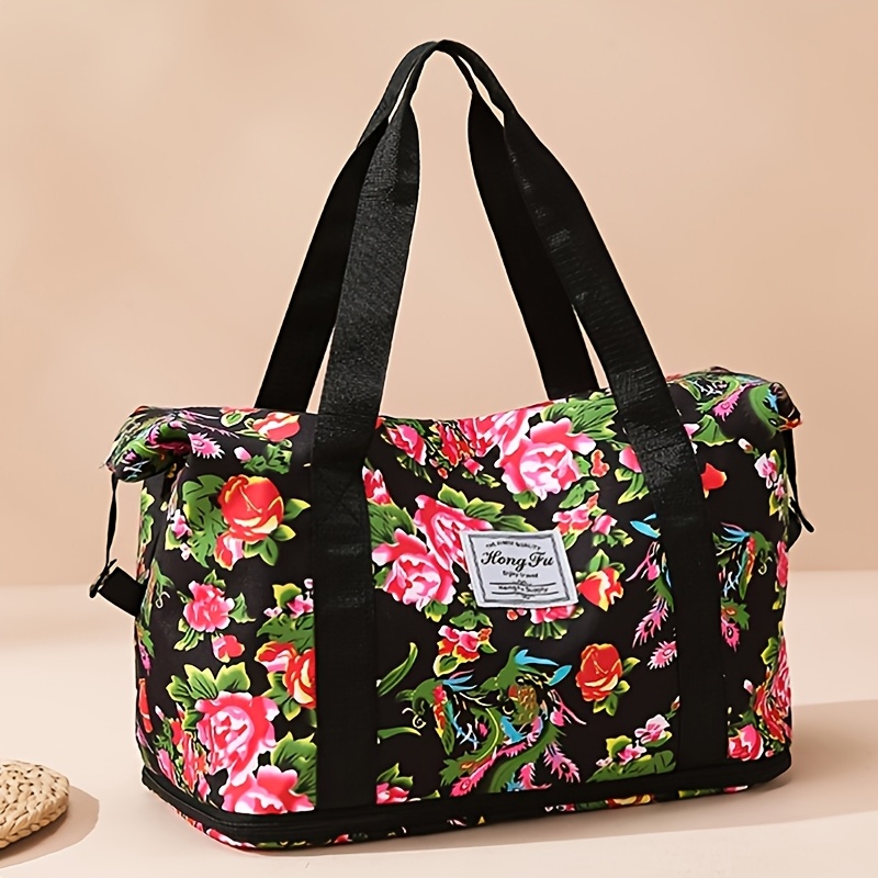 E-shop Neue Reisetasche aus Oxford-Gewebe mit Blumenmuster, Koffer im ethnischen Stil mit großem Fassungsvermögen, Schultertasche im Boho-Stil,