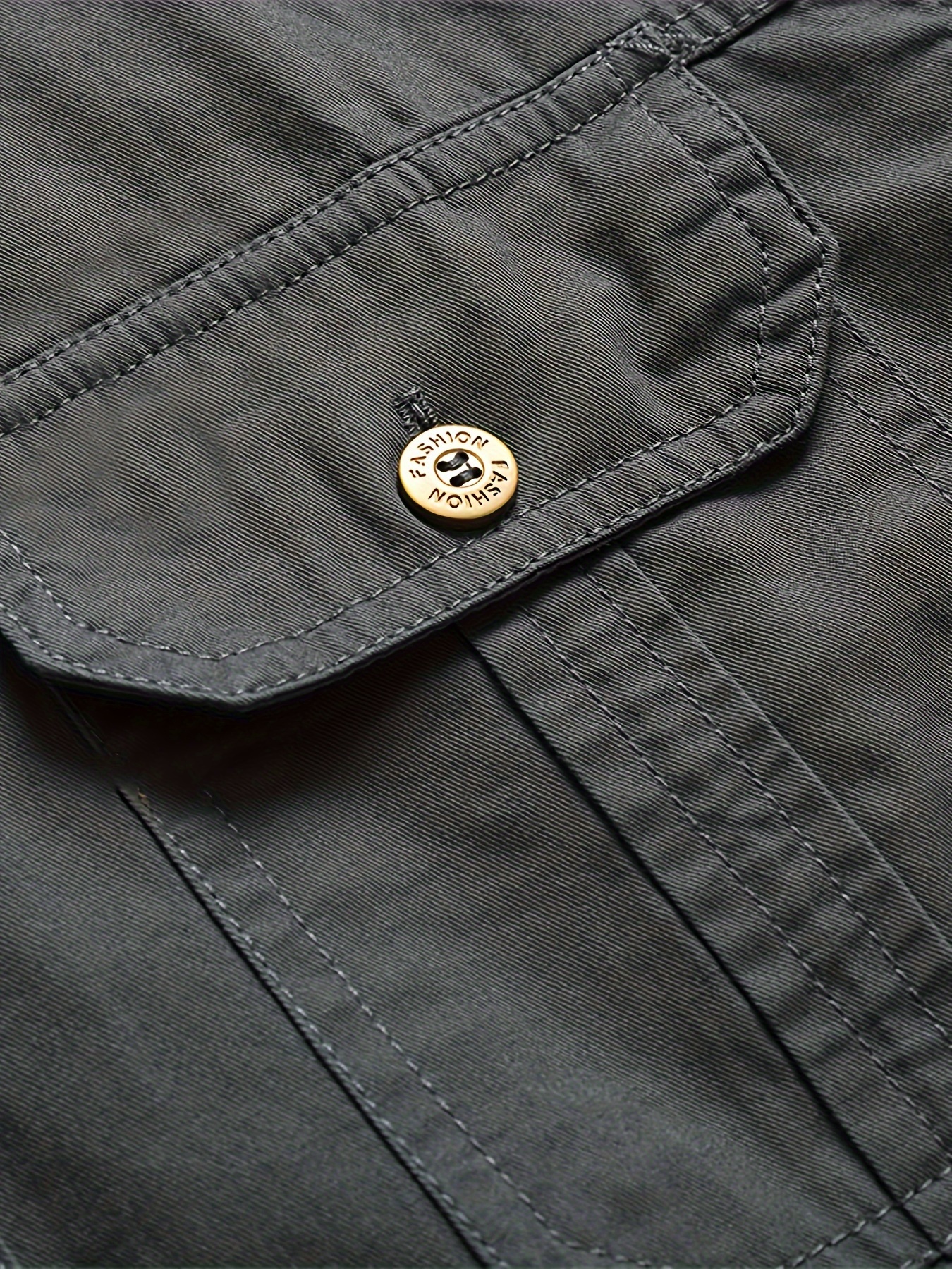 mens olive green long sleeve button shirt casual double Temu New