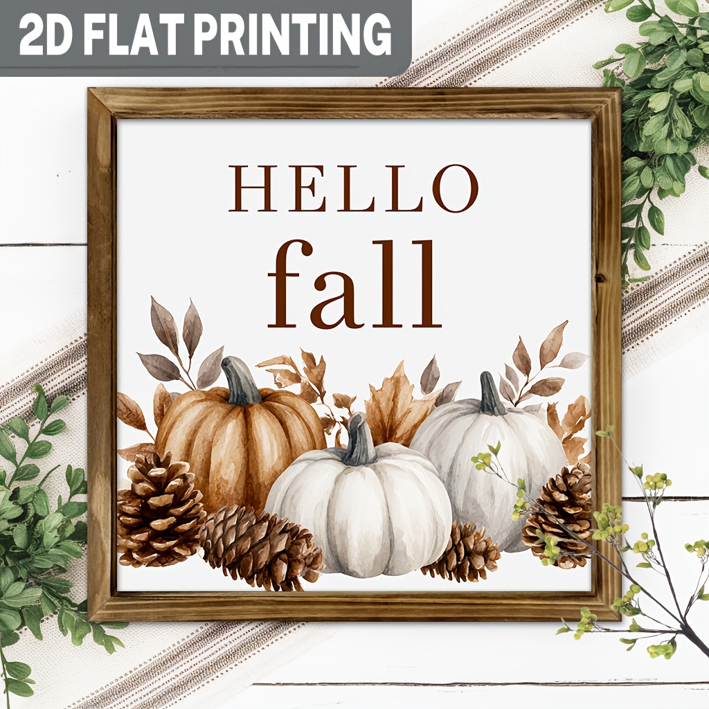 TEMU 2d Flat, 1pc, Rustic Wood Framed Sign, Pumpkin And , Wall Art, Wall Decoration For Farmhouse, Living Room, Kitchen, Entryway, Home, Decorative