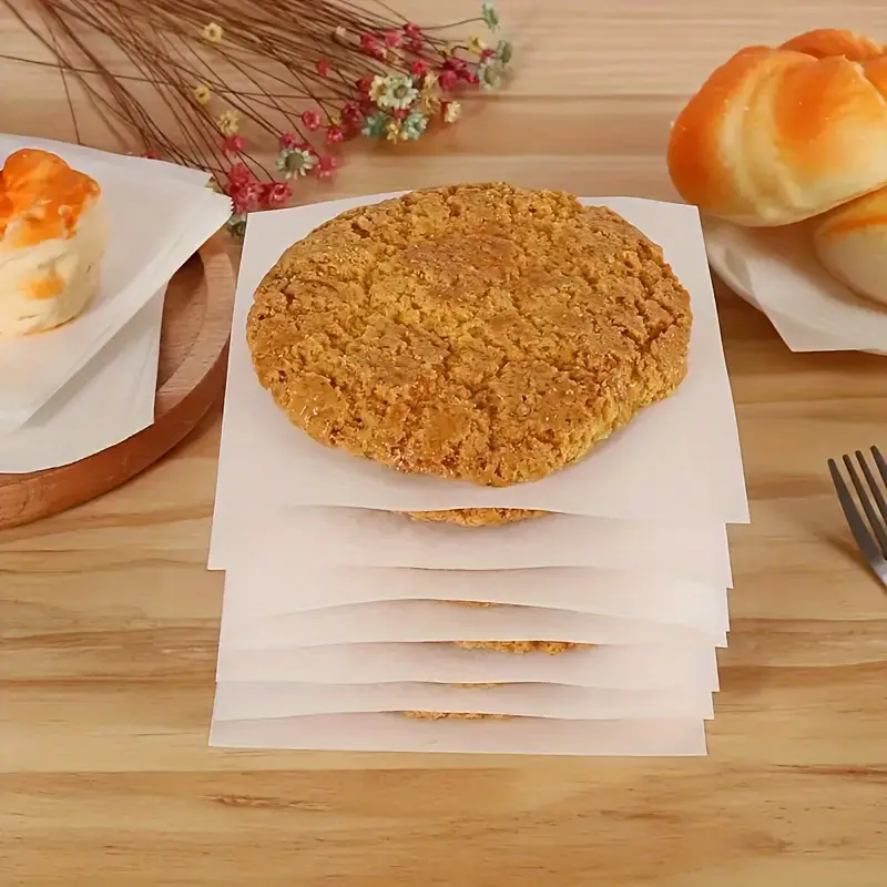 100 pack non stick waterproof oilproof butcher paper squares grade for burger patty separating baking bbq cake freezing candy wrapping holiday use versatile kitchen essentials cake wrapping nonstick surface material hamburger Product details 4