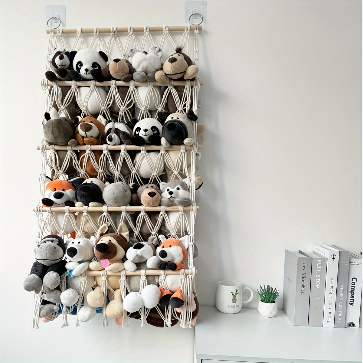 

Plush Animal Net, Plush Animals - Storage Rack, 4-tier Wall Rack For Hanging Plush Animals | Macrame Toy Storage Net, Bohemian Plush , Small Plush Animal