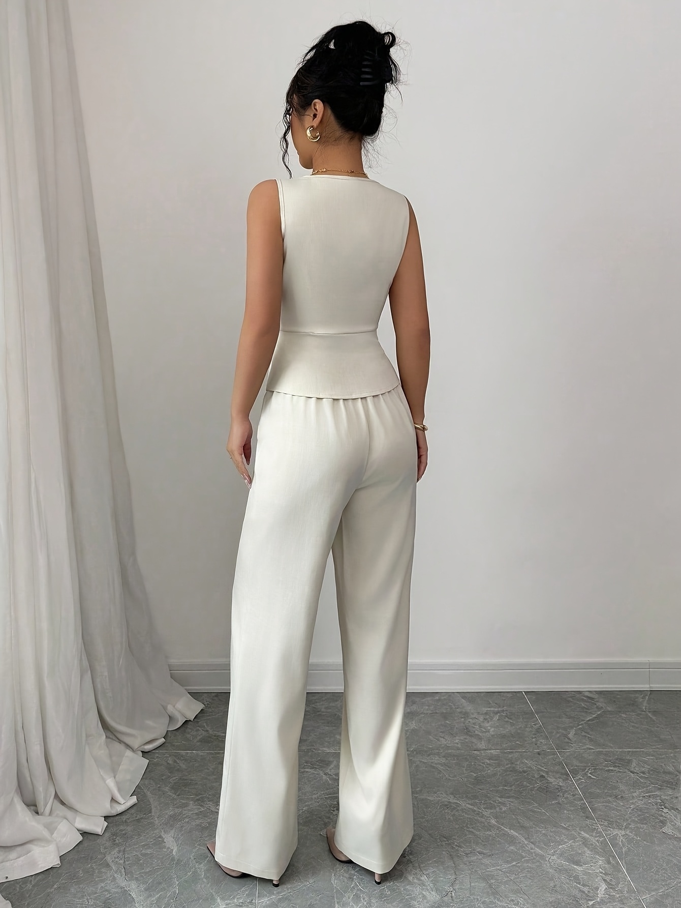 Conjunto elegante de top sin mangas y pantalones de mujer, atuendo de oficina de verano - Imagen 6