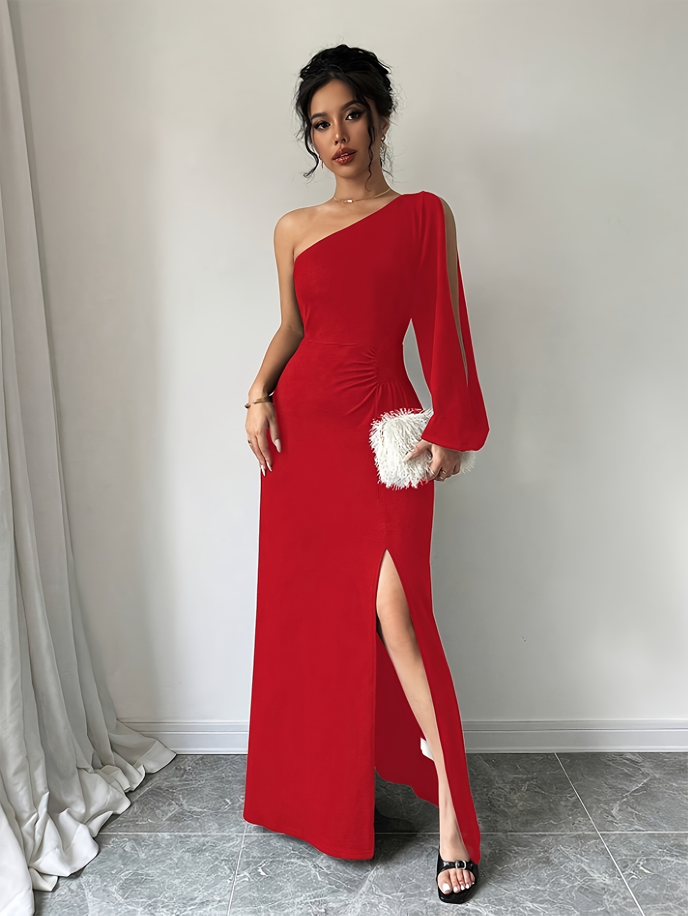 red off shoulder evening dress Amarra 89431