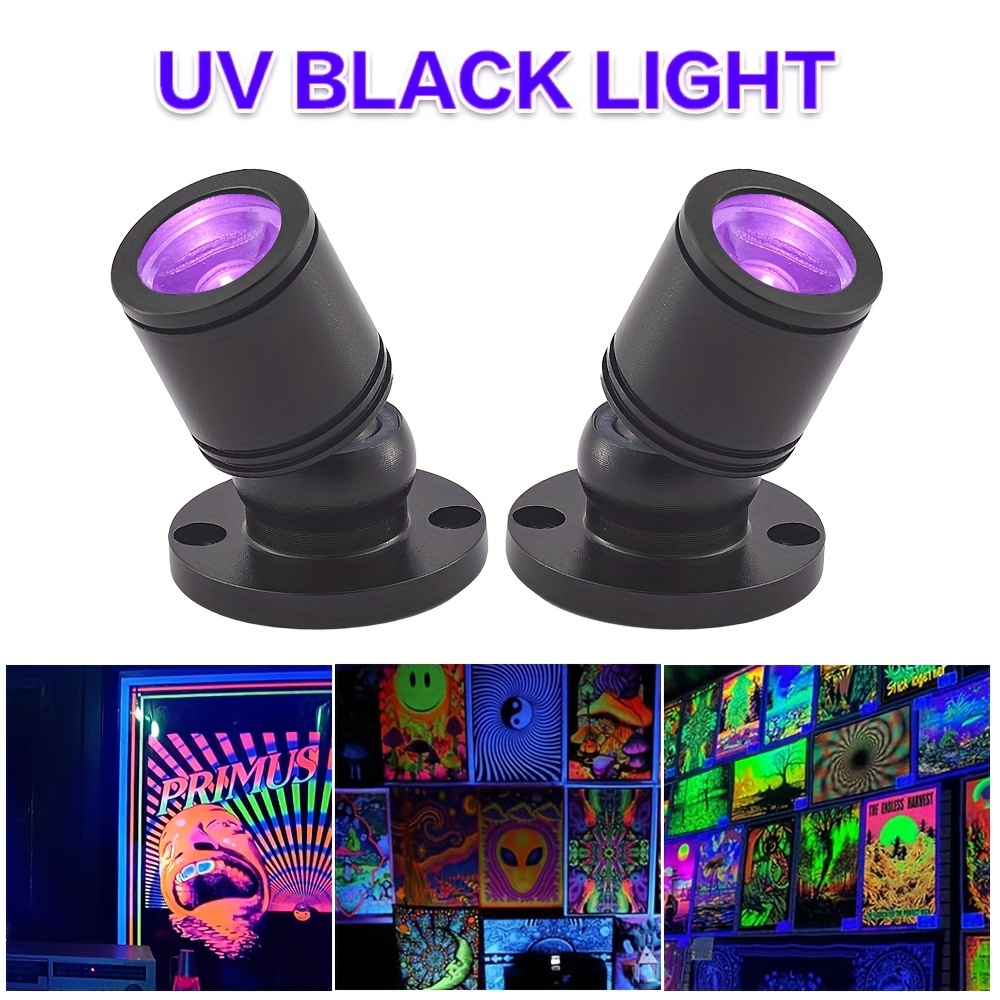 TEMU 2 Pack Mini Uv Black Light Flashlight, Usb Led Spotlight With On Off Switch, Portable Ultraviolet Lamp For Glow Party Tapestry Body Paint