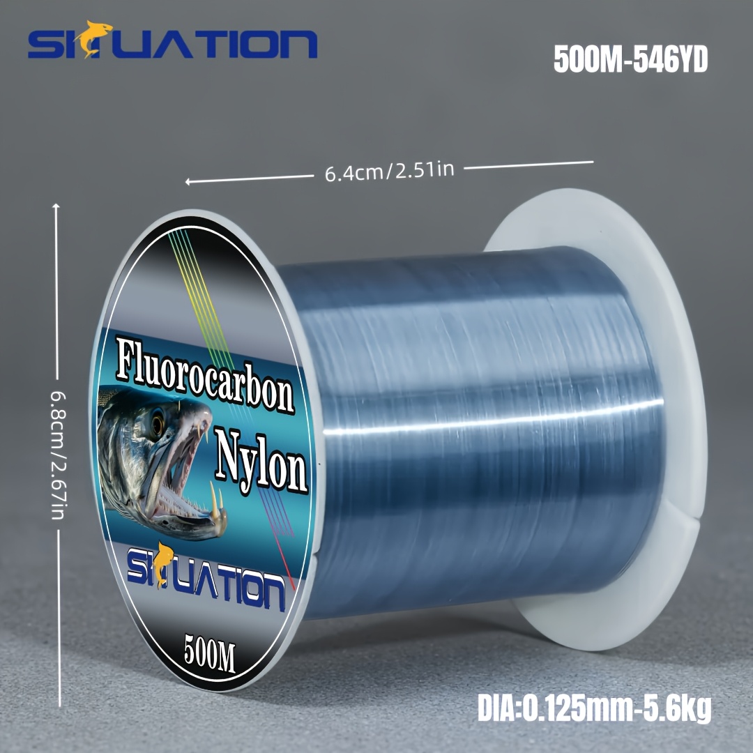 TEMU Fil de pêche en nylon revêtu de carbone SIUATION Heavy-Duty 500M/546Yd, avec une capacité de nœud , ligne principale résistante à l' et pointe ,