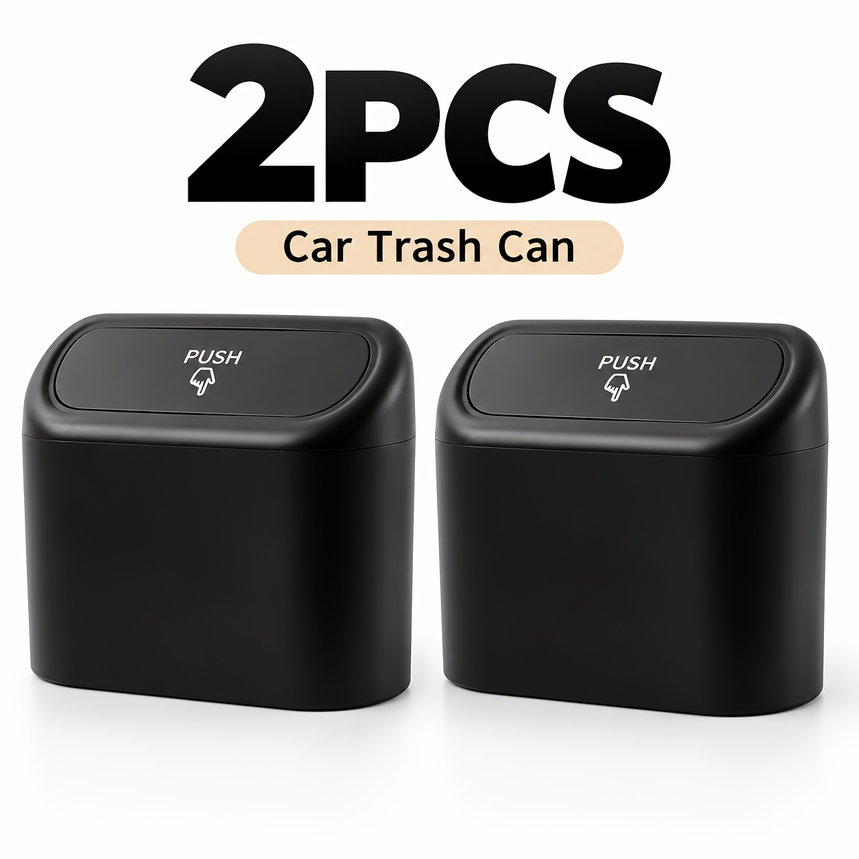 TEMU 2pcs Car Trash Cans With Dual Compartments, Lid Vehicle Garbage Bin Organizers, Durable Plastic Car Trash Bins For Cars, Trucks & Suvs, Access,