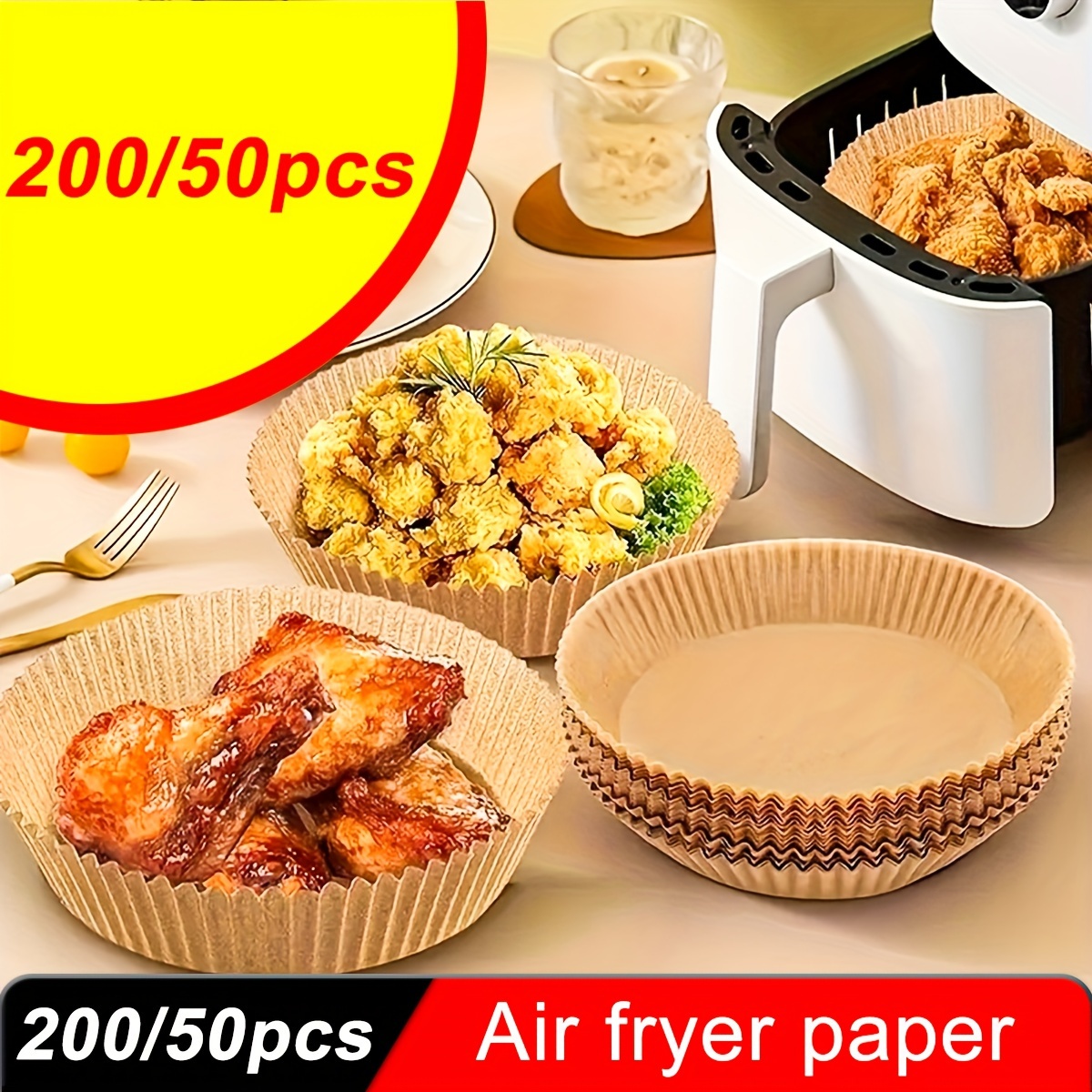 

Air Fryer Liners - Oil Proof, Food Grade Parchment Paper For Baking & Microwave Cooking!