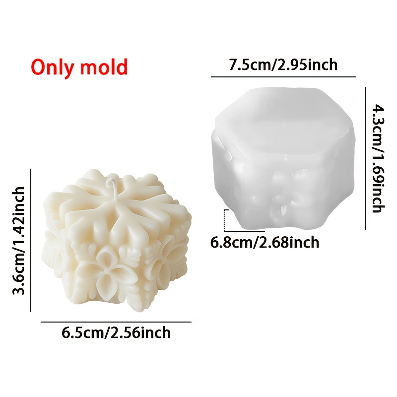 TEMU Snowflake Pillar Candle Mold - Diy Silicone Mold For Snowflake Decorative Plaster Ornaments, Reusable & Flexible, High-temperature Resistant,