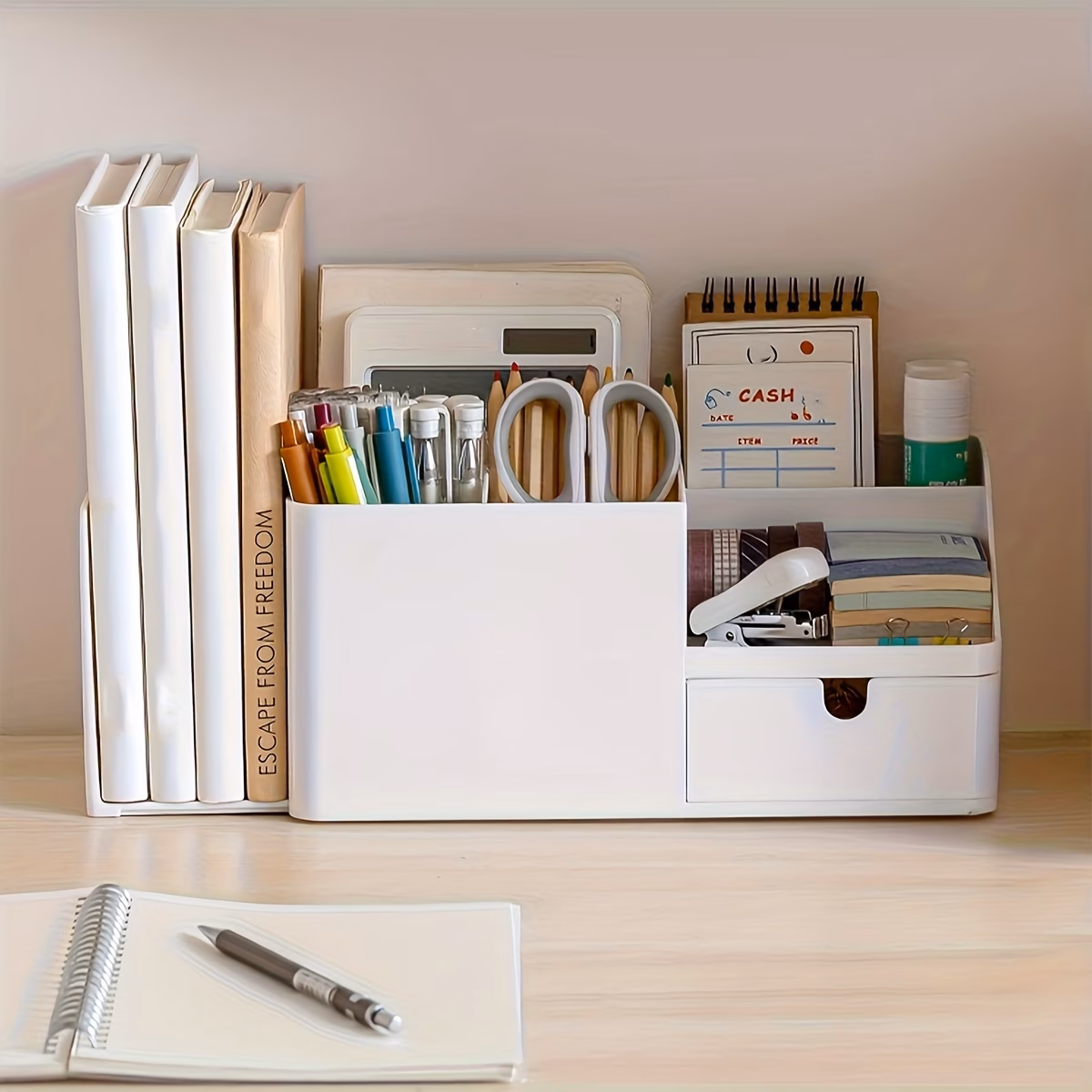 1pc organizer with expandable drawer multi tier desktop space saving design for office home vanity organizer for pens makeup stationery beauty products desk bathroom organizer pen holder durable material Product details 1