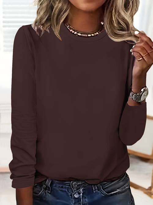 t shirt long sleeve crew neck casual top for spring and fall womens clothing