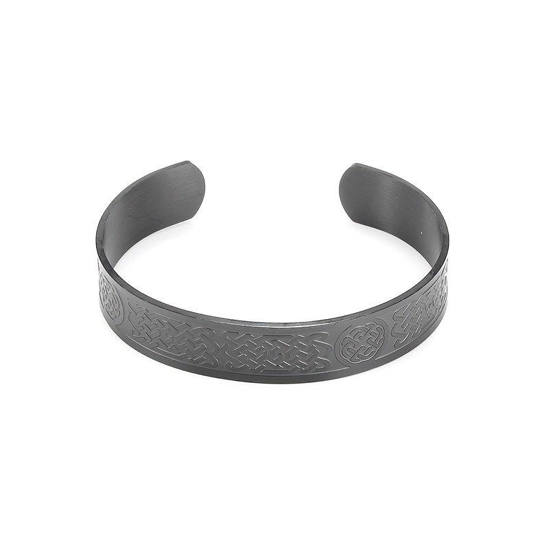 Vintage Celtic Knot Engraved Open Cuff Bracelet, Unisex