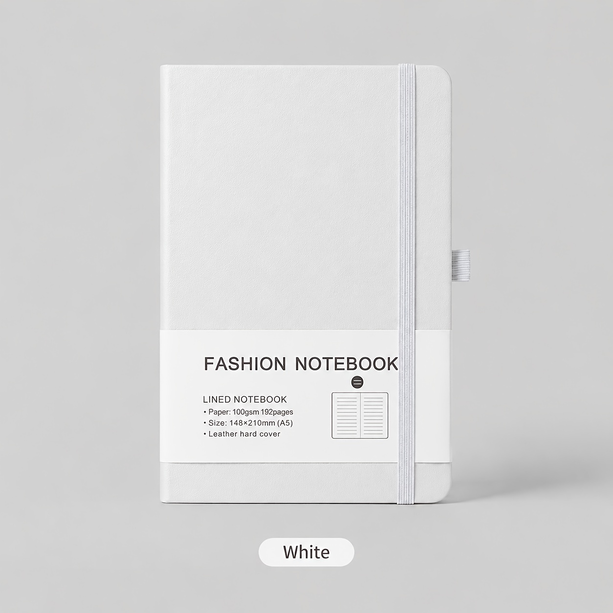 TEMU A5 Elastic Band Notebook, 100 Sheets 90gsm Cream Paper Journal, Textured Hard Cover Lined Notebook For School, Office, Study, Notes And Daily