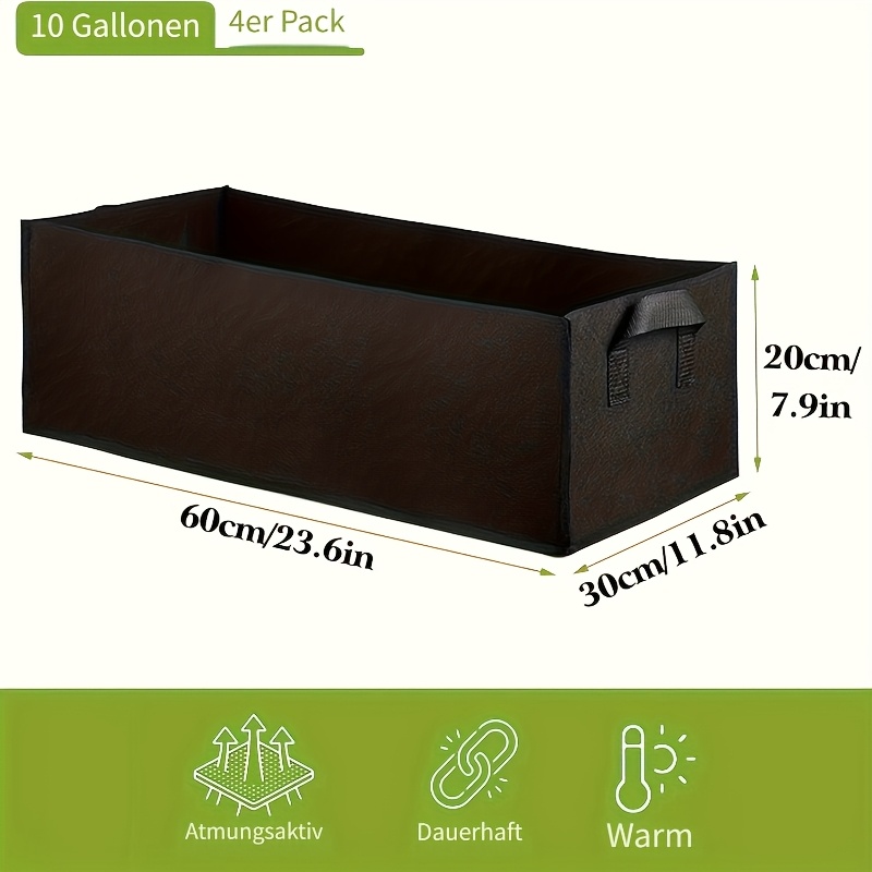 TEMU 4-pack, Large-capacity, Multi-functional Foldable Planting Bag With Handle, Available In Various Sizes – Made Of Durable Fleece, Suitable For