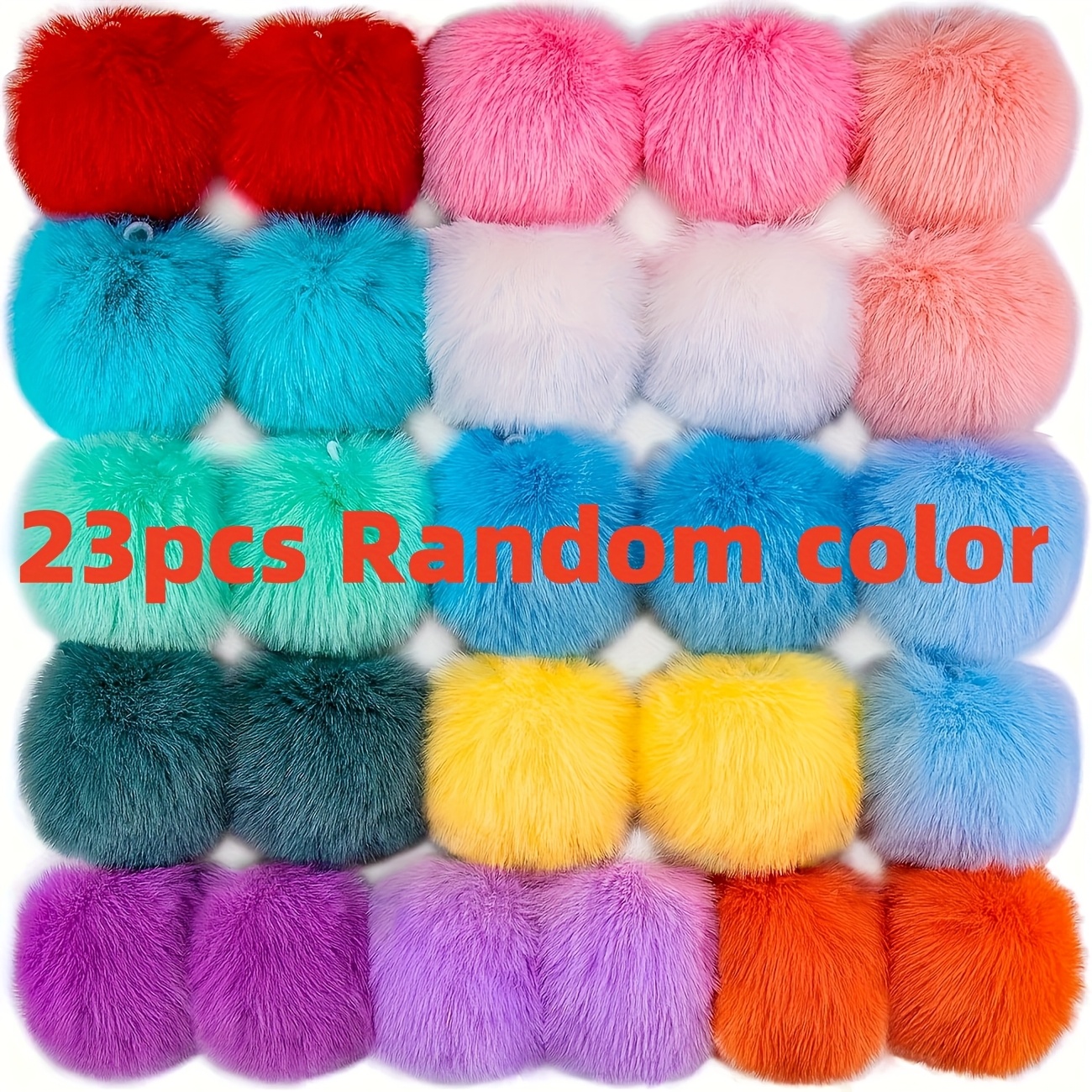 TEMU 23 pièces Pompons en fausse fourrure de lapin de 2,36/3,15 pouces avec bandes élastiques - Accessoires en peluche DIY pour chapeaux, chaussures,