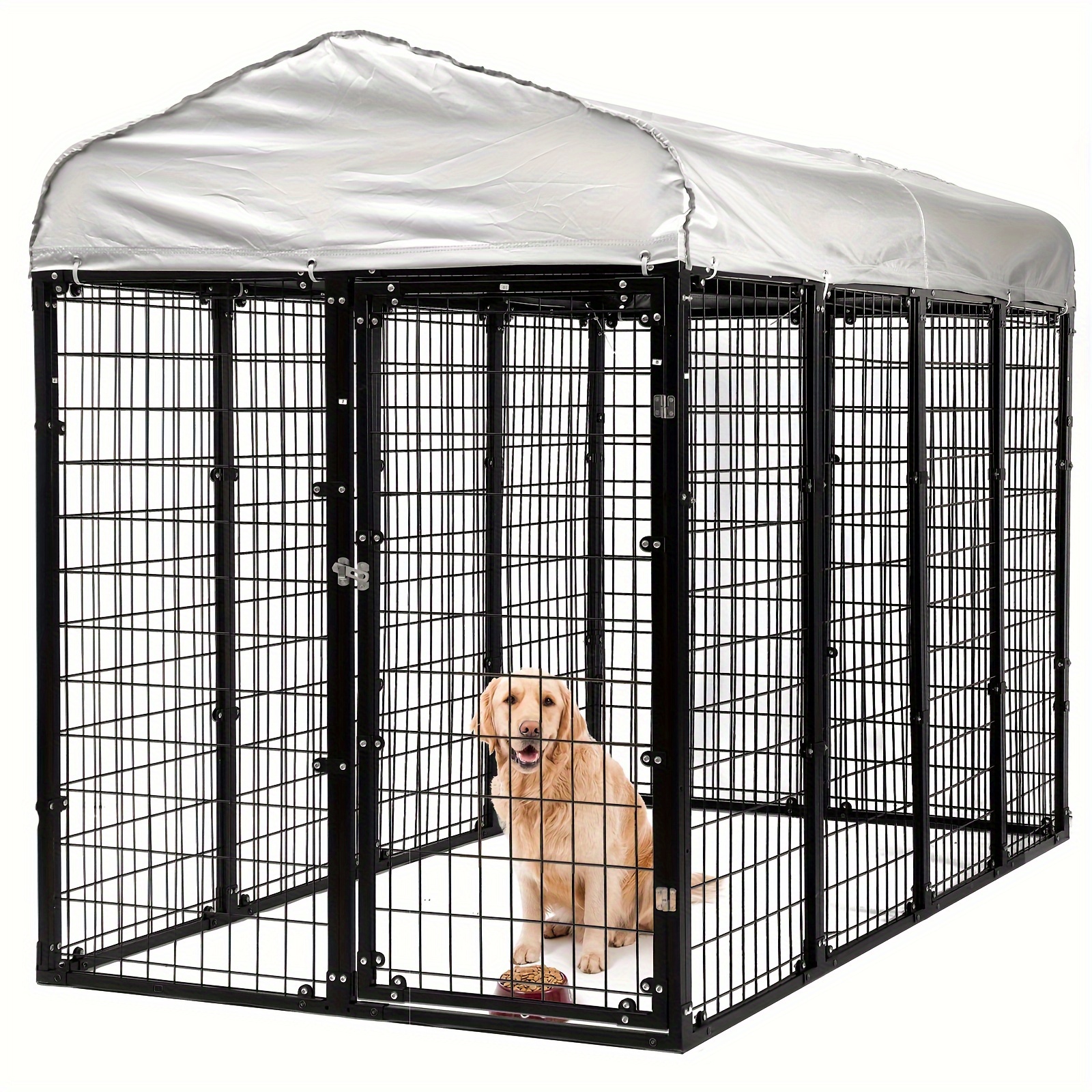 

Spacious 8'x4'x5' Heavy-duty Outdoor Dog Kennel For Large Dogs - Galvanized Steel Wire Mesh Playpen With Uv-resistant & Waterproof Oxford Cover, Lockable Door, And Sgs Certified Durability